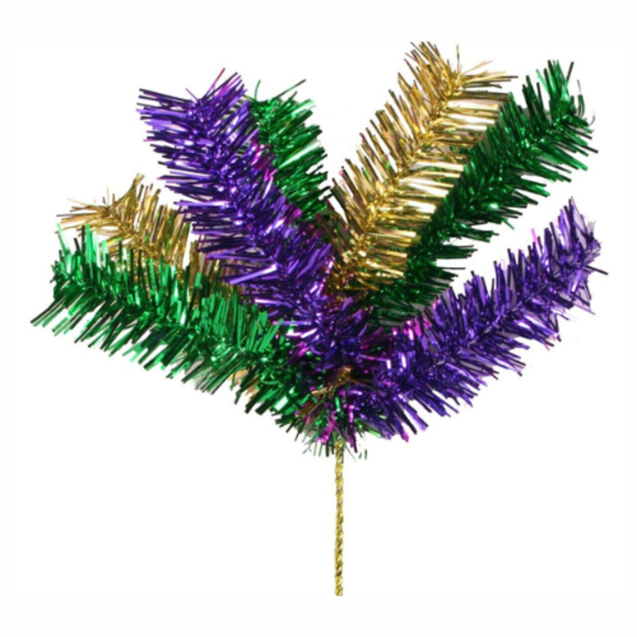 12" Mardi Gras Tinsel Spray – Purple, Green, Gold Party Decor | TCT Crafts I XX7171